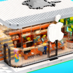 A picture of the Lego Apple Store build in its completed state.