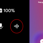 Two screenshots, one of the waveform icon, and one of the screen YouTube Music shows when listening.