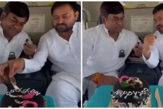 tejashwi yadav mukesh sahni cut cake in helicopter jdu and chirag paswan taunt