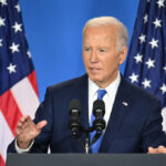 President Joe Biden speaks during a press conference at the close of the 75th NATO summit at the Walter E. Washington Convention Center on Thursday.