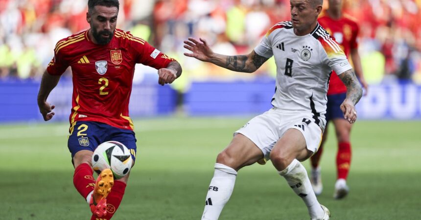 Dani Carvajal sent off as Spain end Germany’s Euros and Toni Kroos’ career