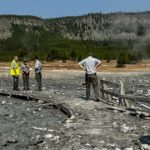 Hydrothermal explosion at Yellowstone sends up geyser of rock and steam