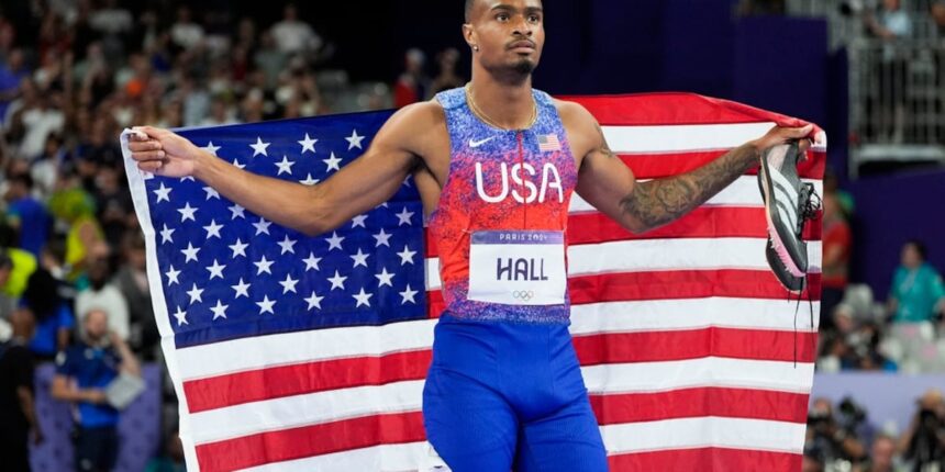 USA’s Quincy Hall wins gold in men’s 400m race