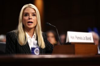 Former Florida Attorney General Pam Bondi testifies before the Senate Judiciary Committee during her confirmation hearing for U.S. attorney general in the Hart Senate Office Building on Capitol Hill on Jan. 15, 2025, in Washington, D.C.  (Photo by Chip Somodevilla/Getty Images)